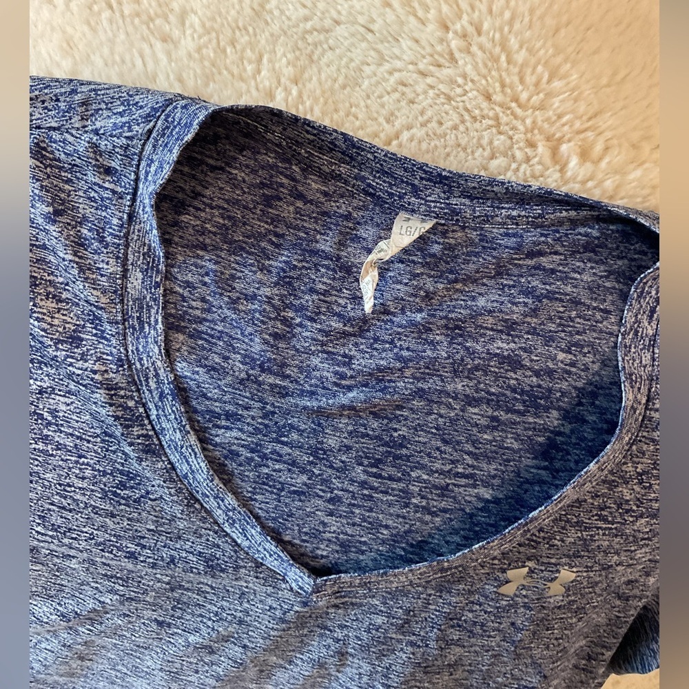 Under Armour Women's Heathered Blue V-Neck Tee - Picture 2 of 3